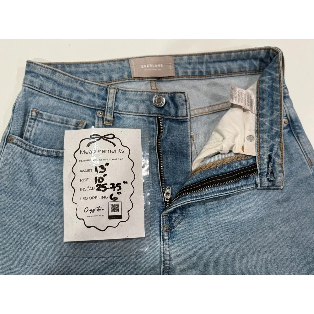 Everlane The Curvy Cheeky Jean Light Indigo High Rise Straight Crop Denim 26